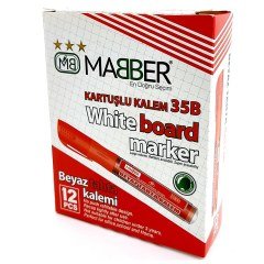 Mabber kartuşlu kırmızı tahta kalemi̇ 12 li̇-Set