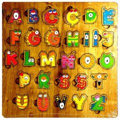 Ahşap Çift Taraflı Türkçe Eğitici Alfabe Puzzle Ve Harf  Yazı Tahtası