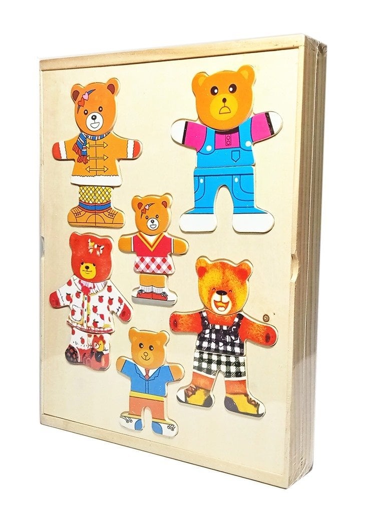 Ayı Giydirme Oyunu 6lı Ayıcık Ailesi Montessori Oyun Seti