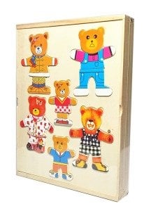 Ayı Giydirme Oyunu 6lı Ayıcık Ailesi Montessori Oyun Seti