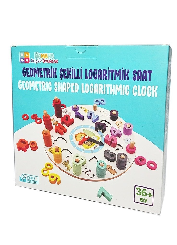 Ahşap Geometrik Şekilli Logaritmik Saat