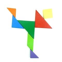 Renkli Ahşap Tangram Puzzle 18X18 Cm