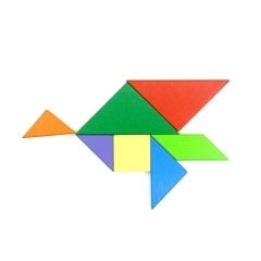 Renkli Ahşap Tangram Puzzle 18X18 Cm