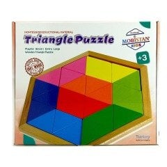 Ahşap 24 Parça Altıgen Tepsili üçgen Puzzle Oyunu
