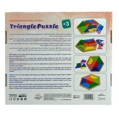 Ahşap 24 Parça Altıgen Tepsili üçgen Puzzle Oyunu