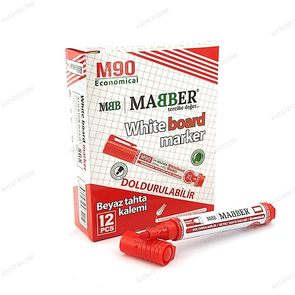Mabber Doldurulabilen Tahta kalemi 12'li Paket Kırmızı